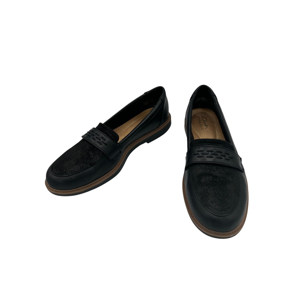 Clarks Collection Loafers Womens 9 Black Good Leather Suede Ultimate Comfort